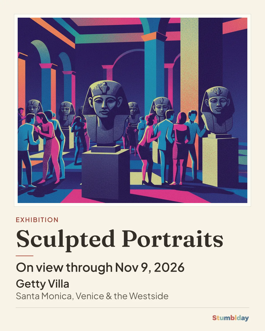 Flyer for Sculpted Portraits: On view through Nov 9, 2026 at Getty Villa