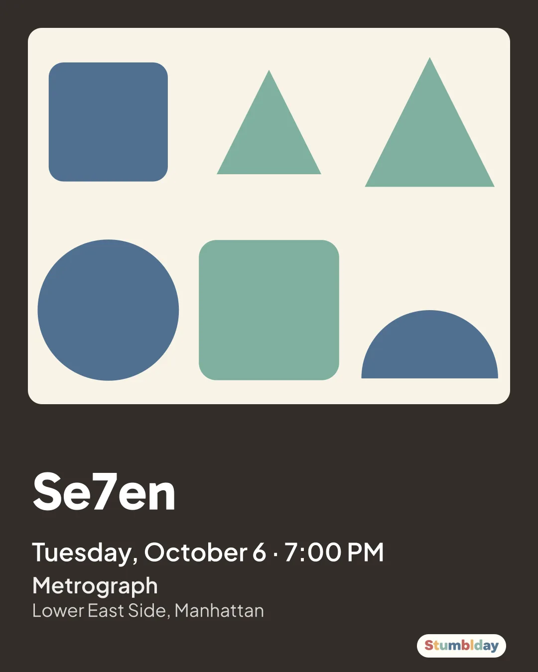 Flyer for Se7en: Tuesday, October 6 · 7:00 PM at Metrograph