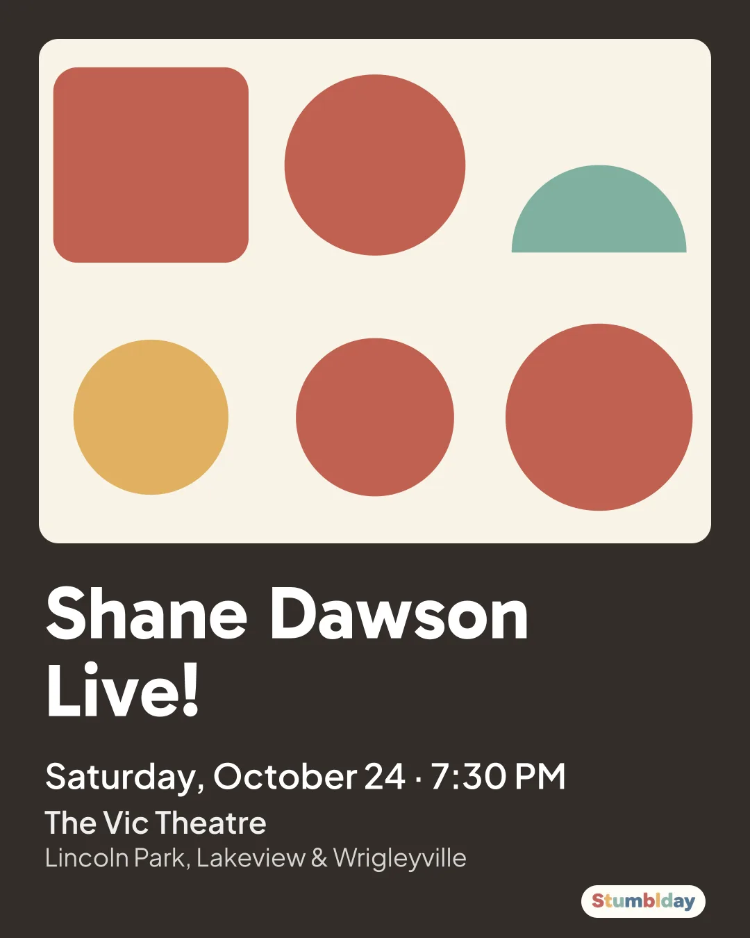 Flyer for Shane Dawson Live!: Saturday, October 24 · 7:30 PM at The Vic Theatre