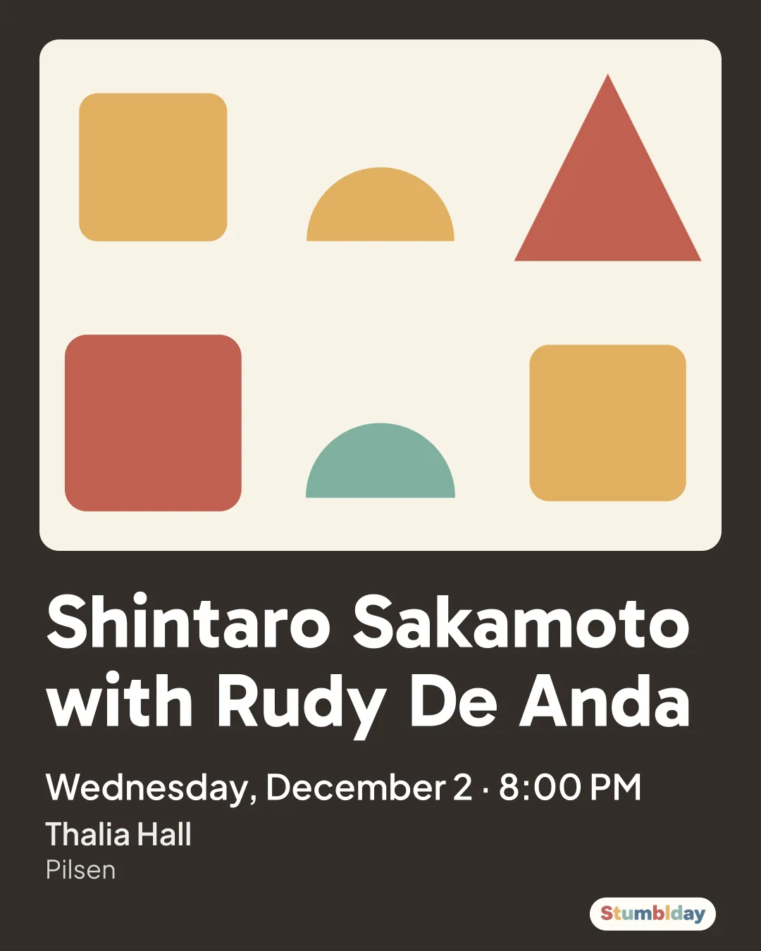 Flyer for Shintaro Sakamoto with Rudy De Anda: Wednesday, December 2 · 8:00 PM at Thalia Hall
