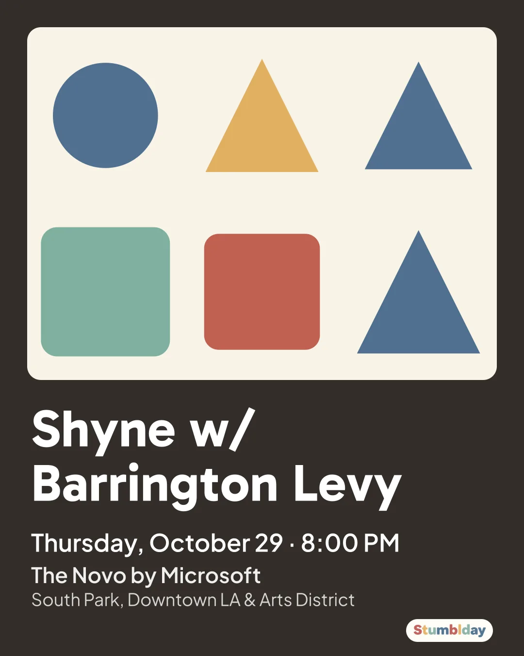 Flyer for Shyne w/ Barrington Levy: Thursday, October 29 · 8:00 PM at The Novo by Microsoft