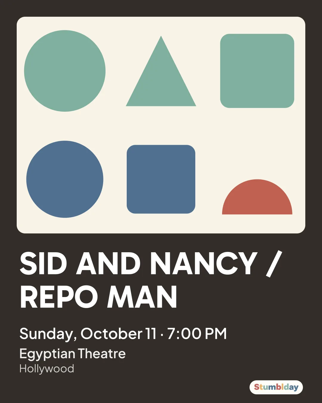 Flyer for SID AND NANCY / REPO MAN: Sunday, October 11 · 7:00 PM at Egyptian Theatre