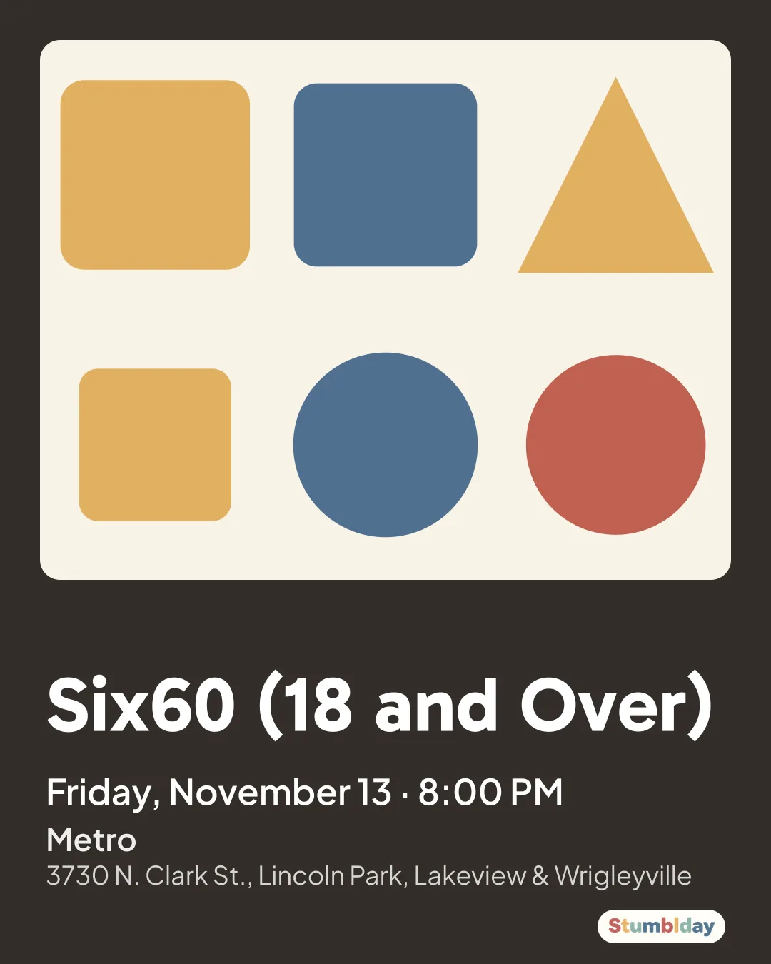 Flyer for Six60 (18 and Over): Friday, November 13 · 8:00 PM at Metro