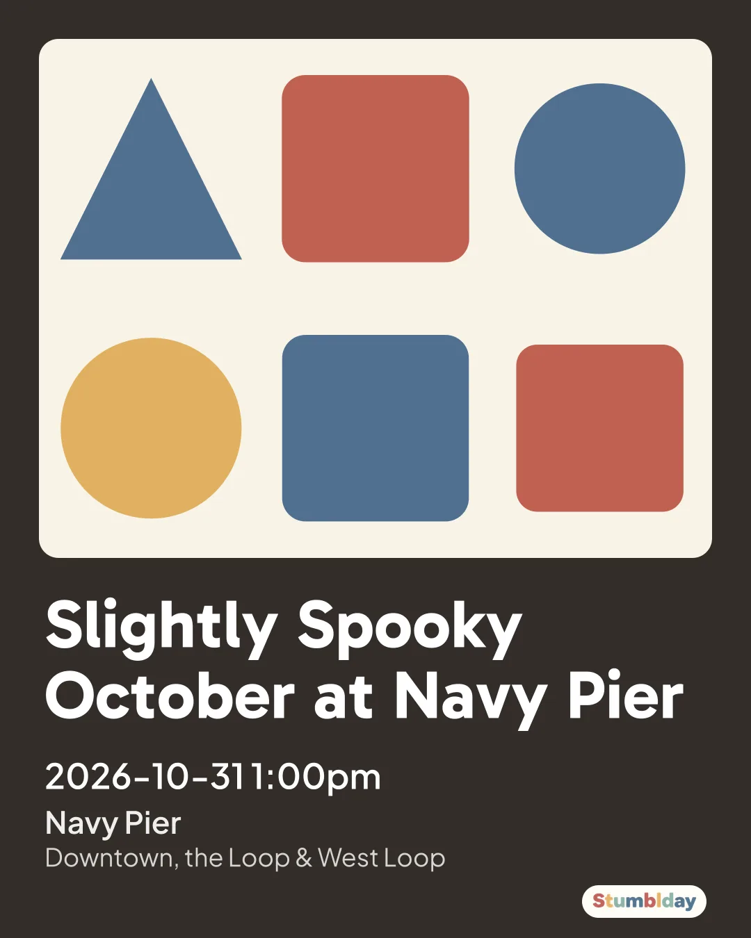 Flyer for Slightly Spooky October at Navy Pier: 2026-10-31 1:00pm at Navy Pier
