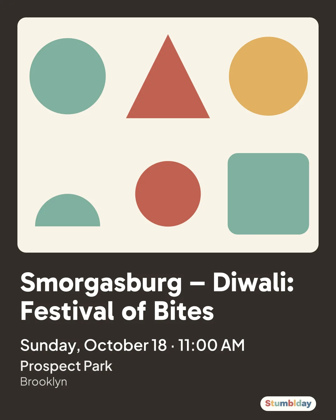 Flyer for Smorgasburg – Diwali: Festival of Bites: Sunday, October 18 · 11:00 AM at Prospect Park
