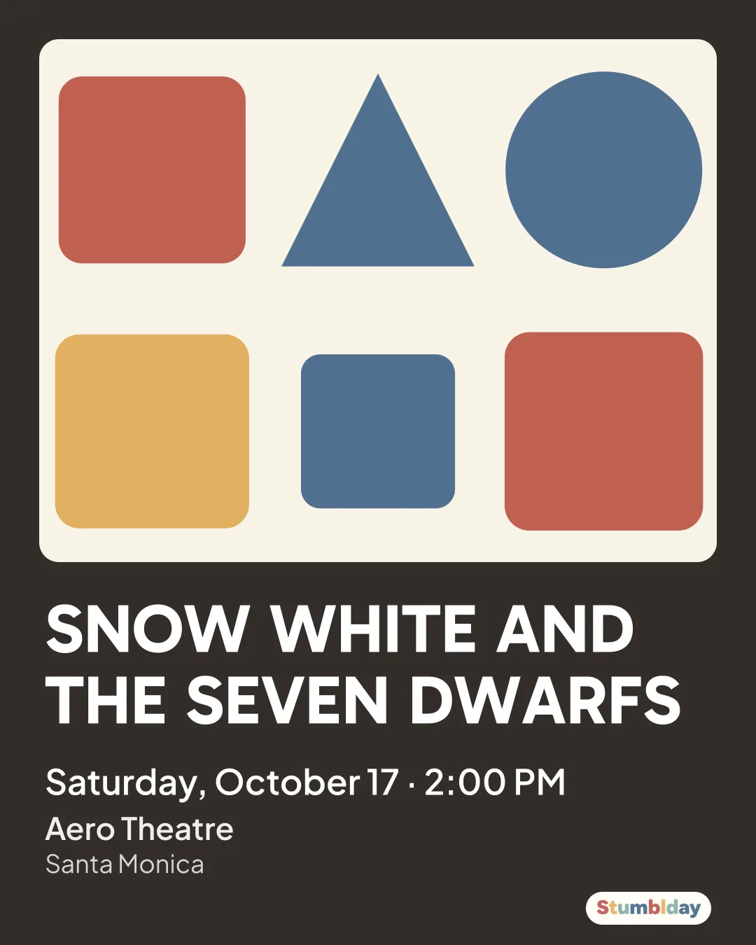 Flyer for SNOW WHITE AND THE SEVEN DWARFS: Saturday, October 17 · 2:00 PM at Aero Theatre