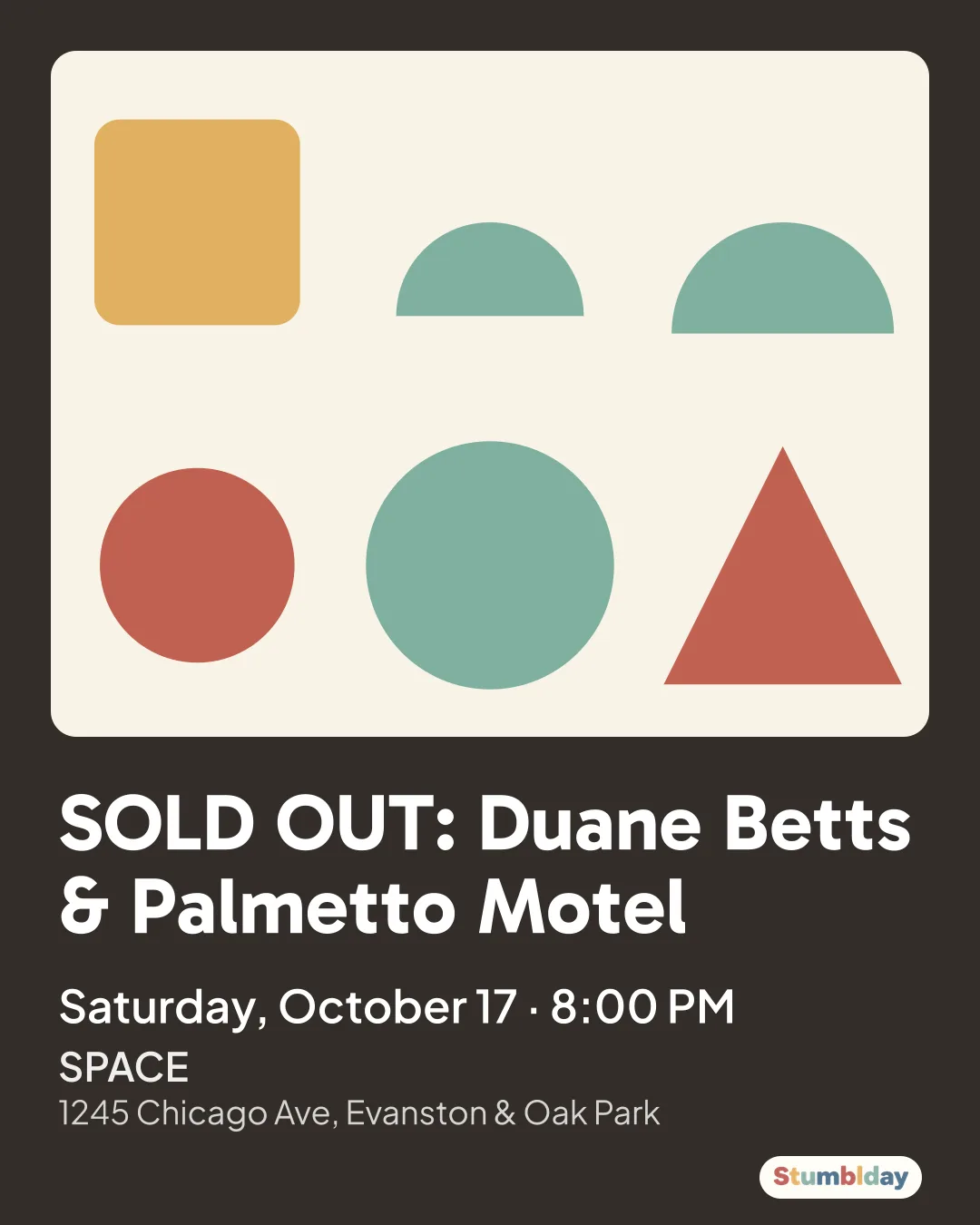 Flyer for SOLD OUT: Duane Betts & Palmetto Motel: Saturday, October 17 · 8:00 PM at SPACE
