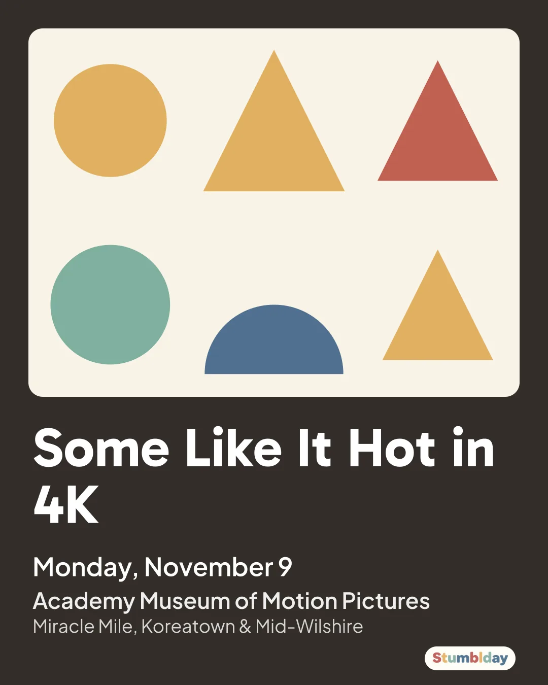 Flyer for Some Like It Hot in 4K: Monday, November 9 at Academy Museum of Motion Pictures