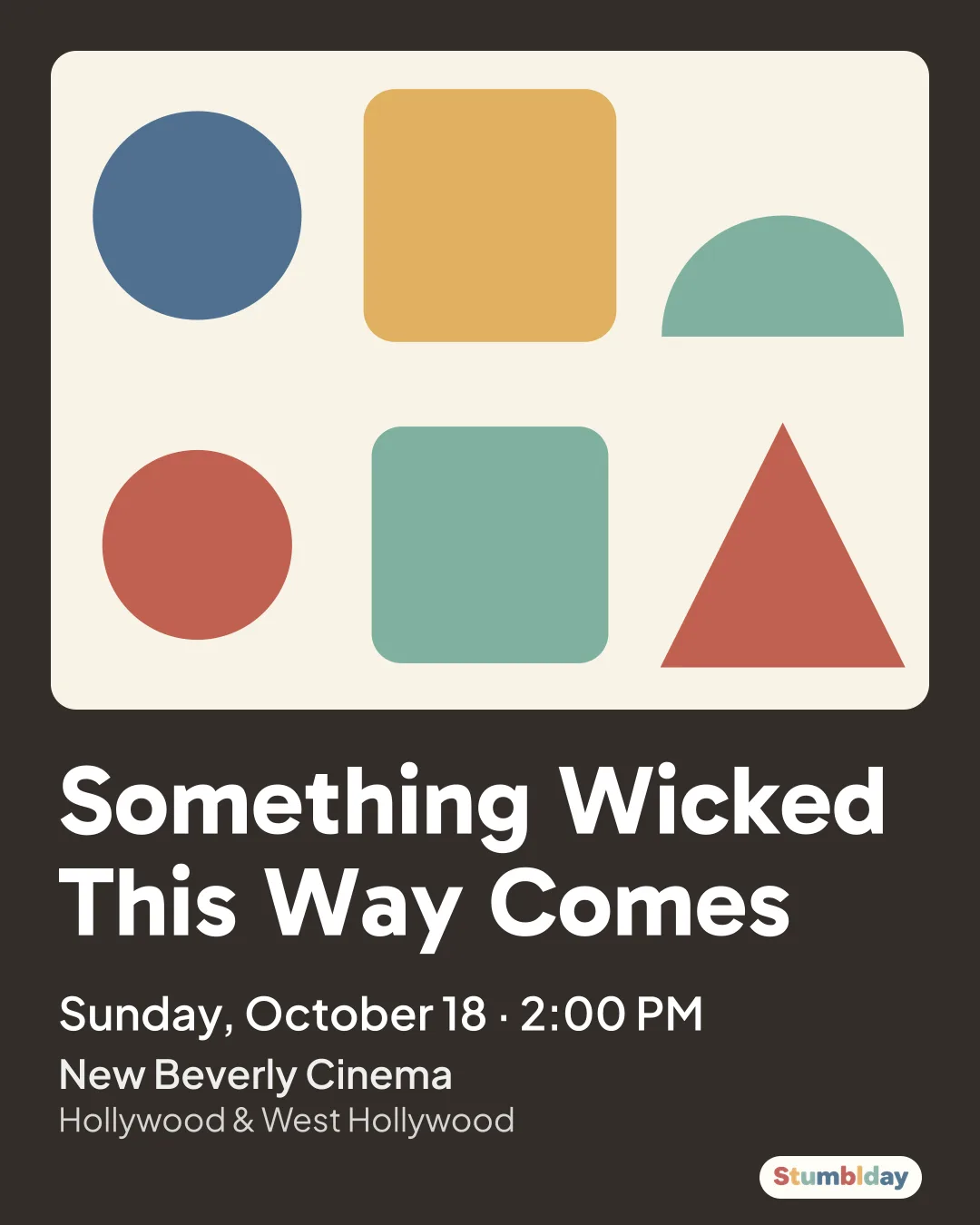 Flyer for Something Wicked This Way Comes: Sunday, October 18 · 2:00 PM at New Beverly Cinema