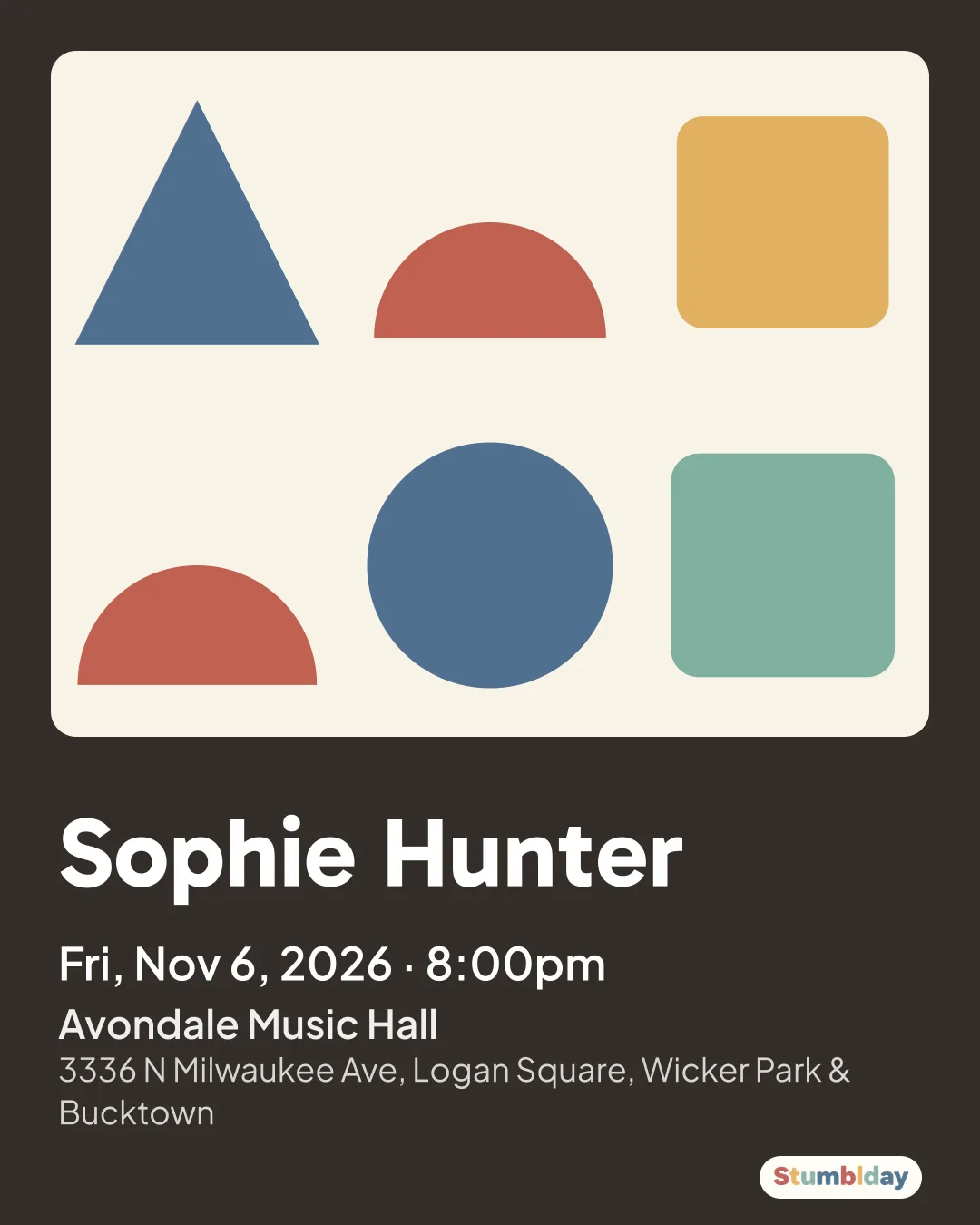 Flyer for Sophie Hunter: Fri, Nov 6, 2026 · 8:00pm at Avondale Music Hall