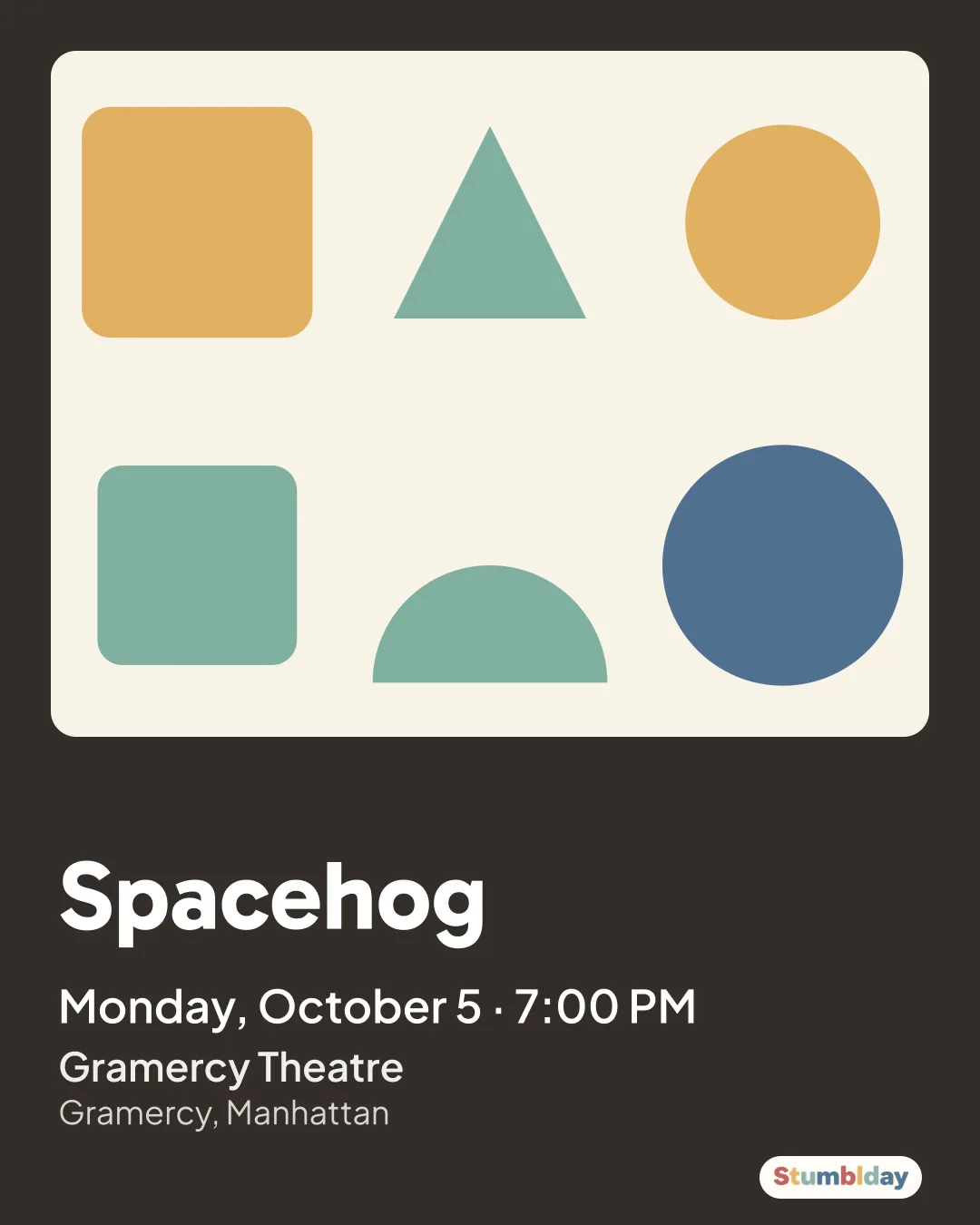 Flyer for Spacehog: Monday, October 5 · 7:00 PM at Gramercy Theatre