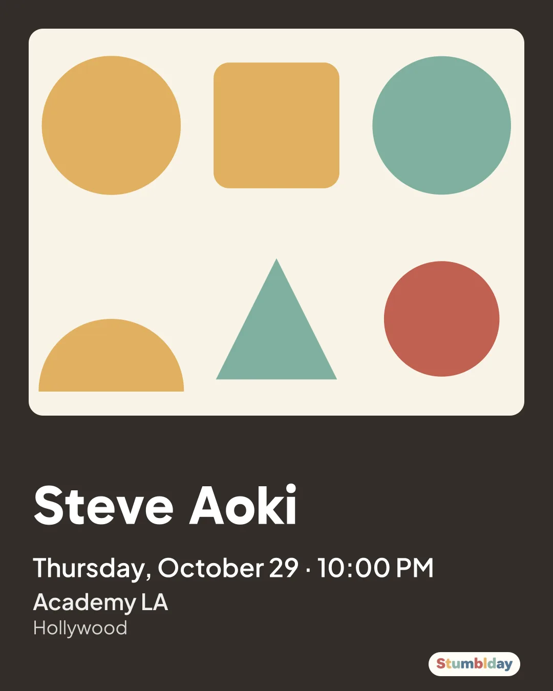 Flyer for Steve Aoki: Thursday, October 29 · 10:00 PM at Academy LA