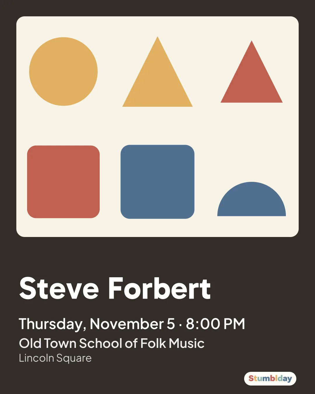 Flyer for Steve Forbert: Thursday, November 5 · 8:00 PM at Old Town School of Folk Music
