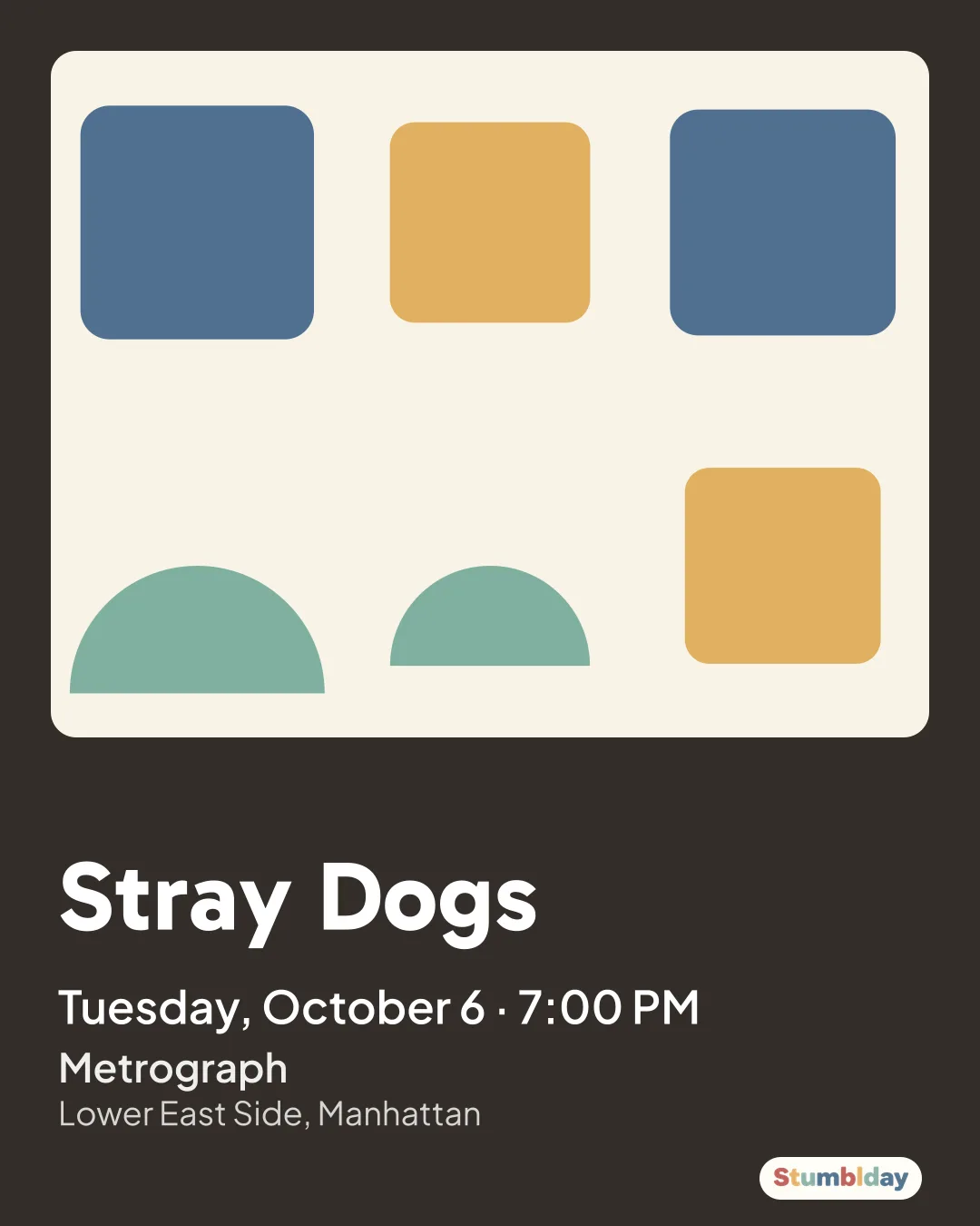 Flyer for Stray Dogs: Tuesday, October 6 · 7:00 PM at Metrograph