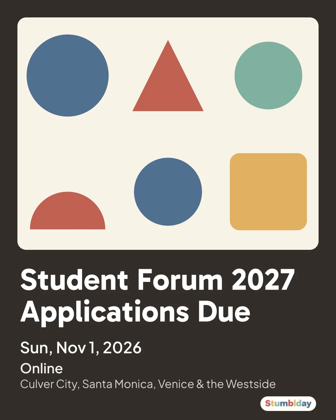 Flyer for Student Forum 2027 Applications Due: Sun, Nov 1, 2026 at Online