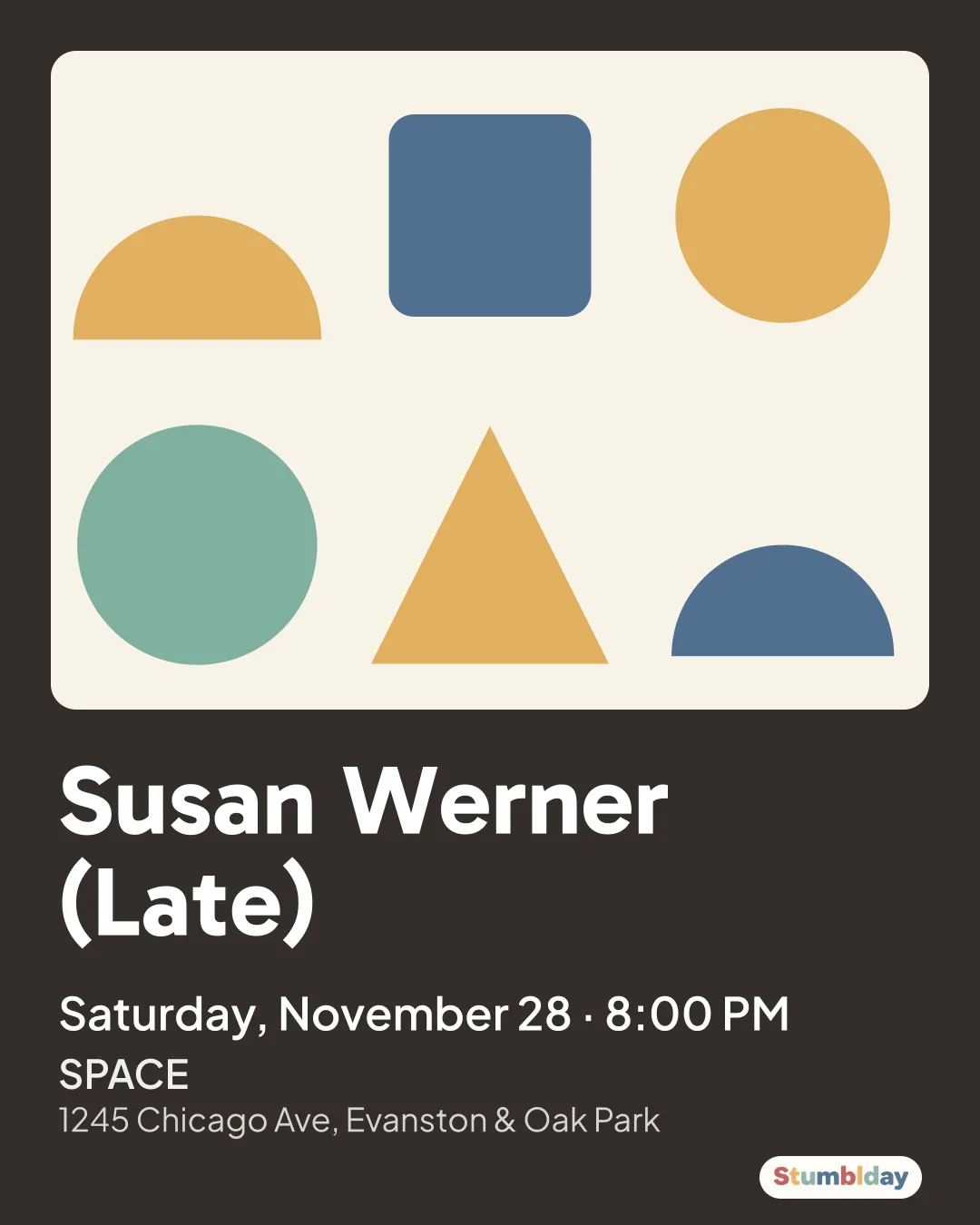 Flyer for Susan Werner (Late): Saturday, November 28 · 8:00 PM at SPACE