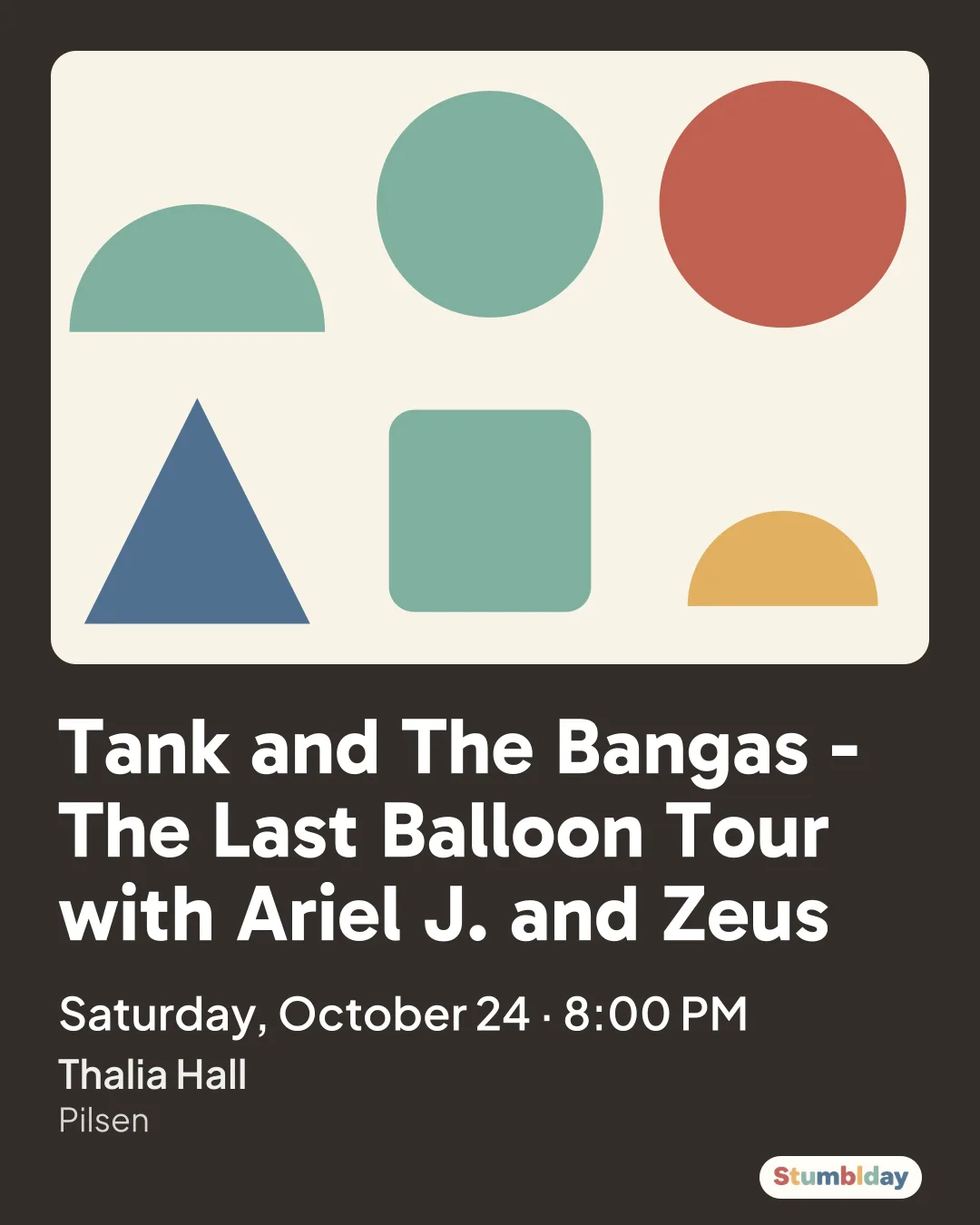 Flyer for Tank and The Bangas - The Last Balloon Tour with Ariel J. and Zeus: Saturday, October 24 · 8:00 PM at Thalia Hall