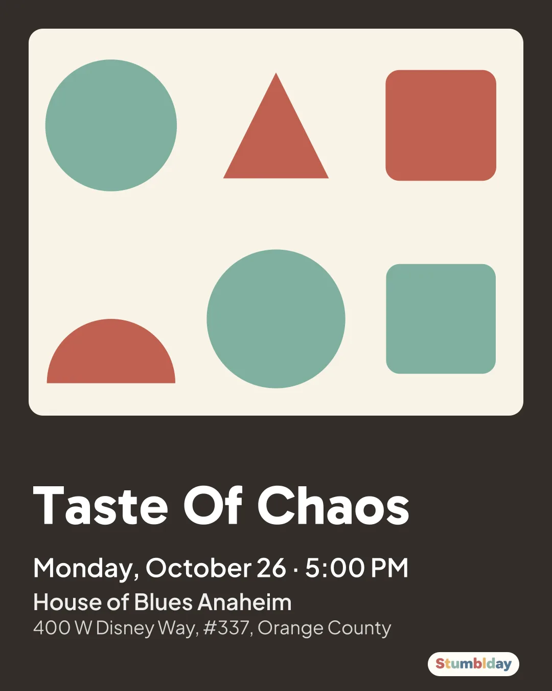 Flyer for Taste Of Chaos: Monday, October 26 · 5:00 PM at House of Blues Anaheim