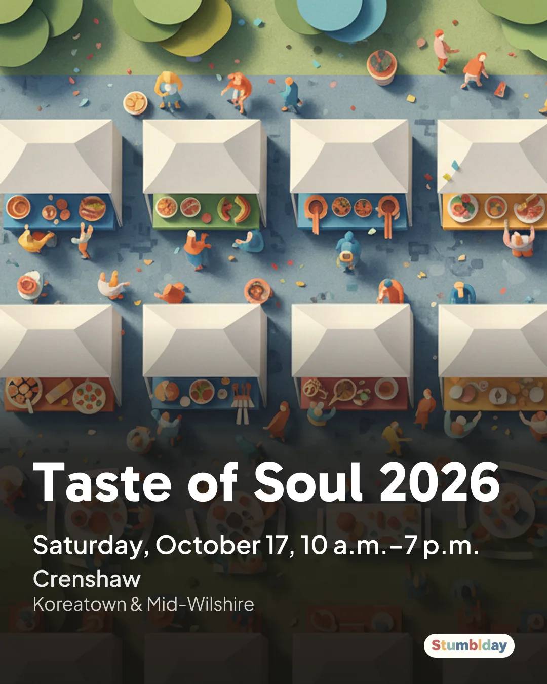 Flyer for Taste of Soul 2026: Saturday, October 17, 10 a.m.–7 p.m. at Crenshaw