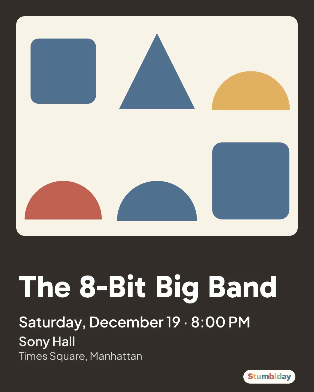 Flyer for The 8-Bit Big Band: Saturday, December 19 · 8:00 PM at Sony Hall