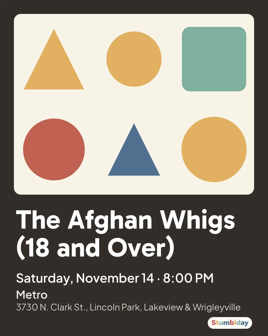 Flyer for The Afghan Whigs (18 and Over): Saturday, November 14 · 8:00 PM at Metro