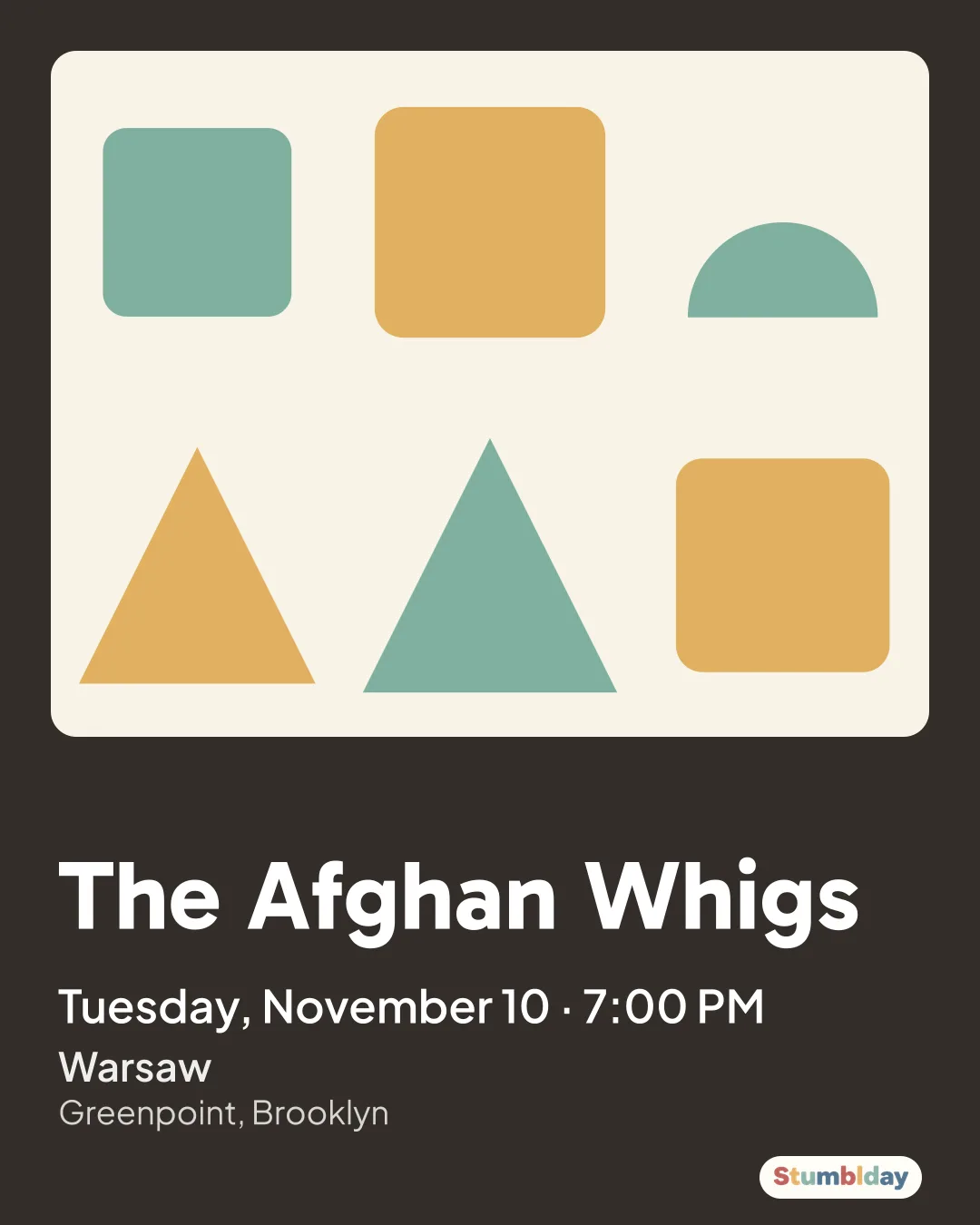 Flyer for The Afghan Whigs: Tuesday, November 10 · 7:00 PM at Warsaw