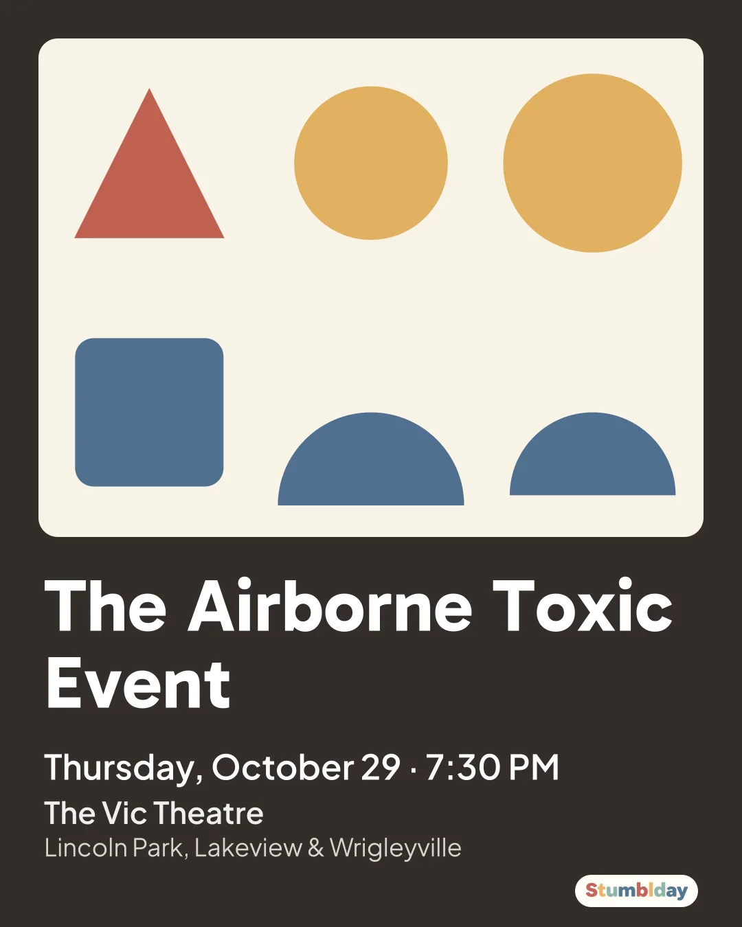 Flyer for The Airborne Toxic Event: Thursday, October 29 · 7:30 PM at The Vic Theatre
