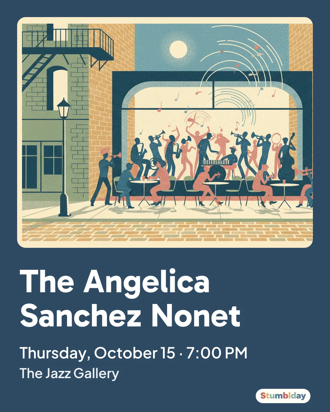 Flyer for The Angelica Sanchez Nonet: Thursday, October 15 · 7:00 PM at The Jazz Gallery