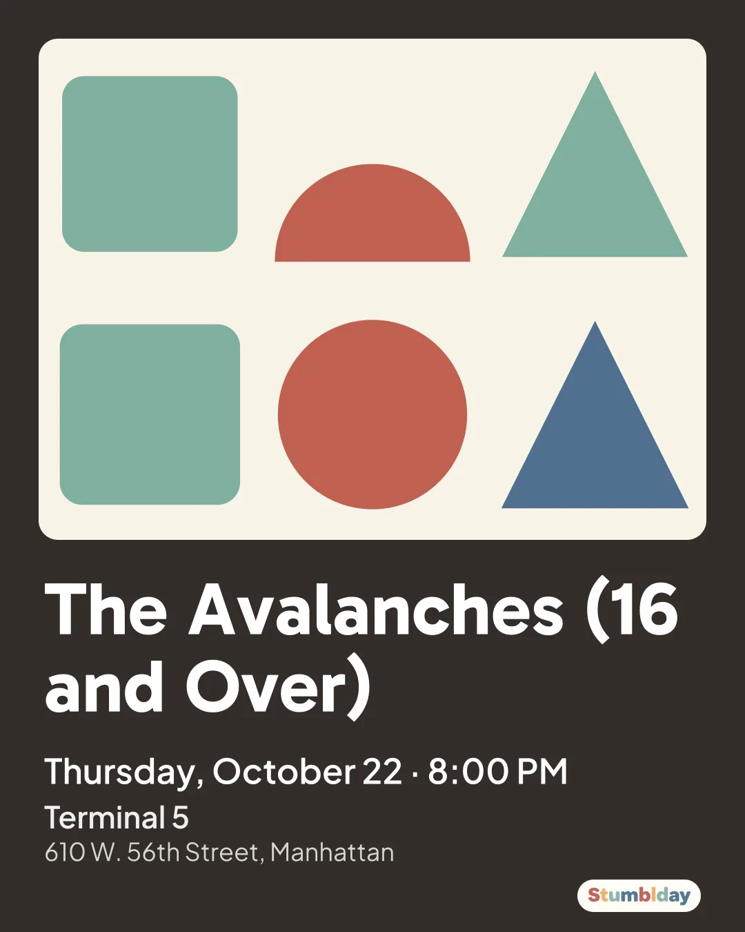 Flyer for The Avalanches (16 and Over): Thursday, October 22 · 8:00 PM at Terminal 5
