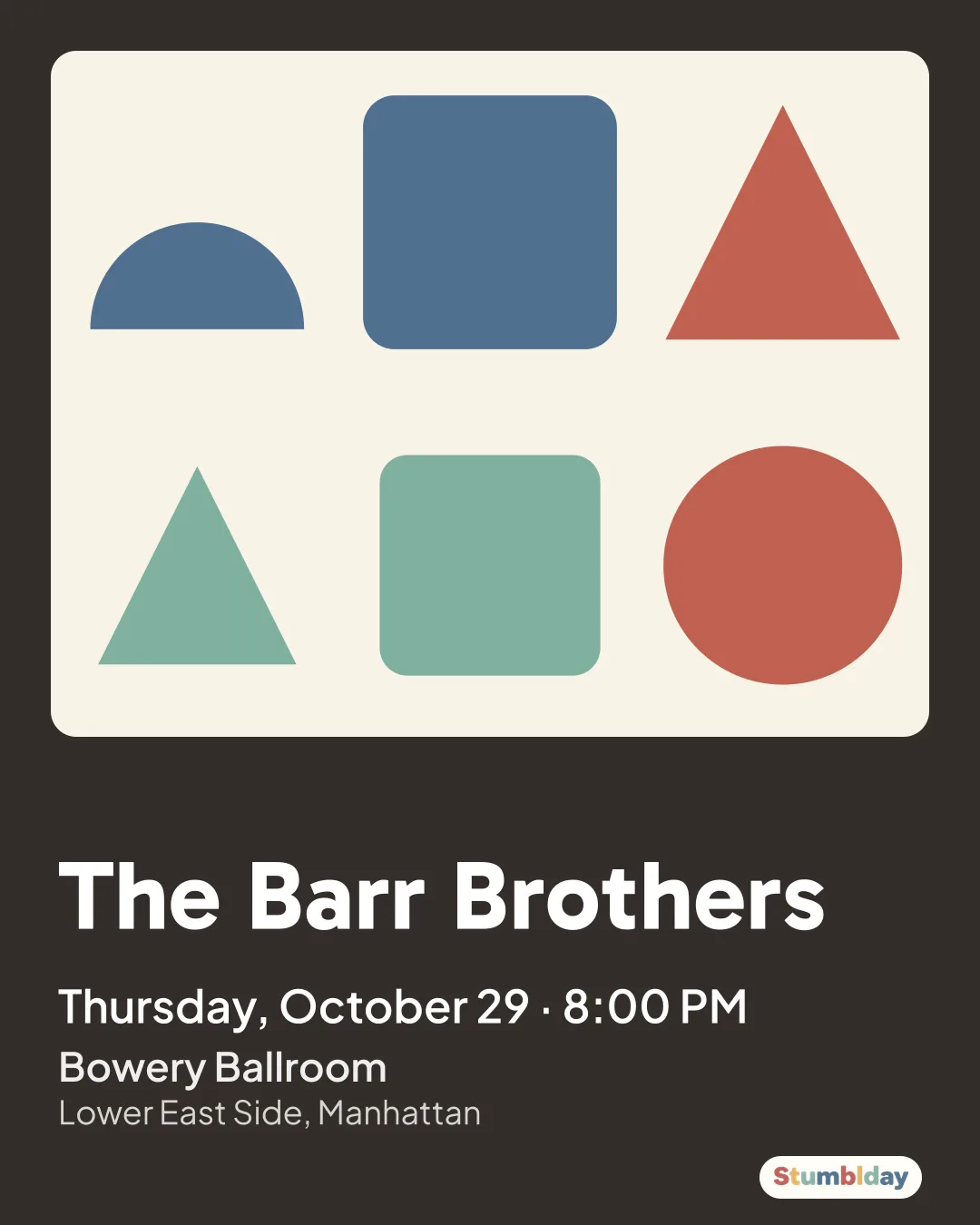 Flyer for The Barr Brothers: Thursday, October 29 · 8:00 PM at Bowery Ballroom