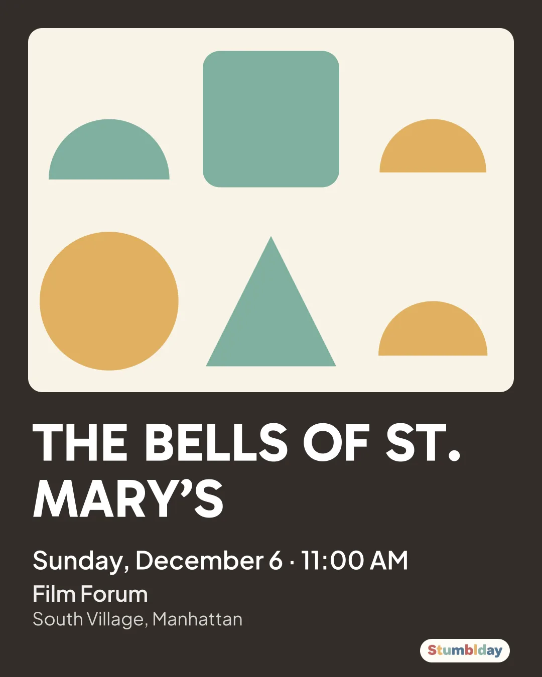 Flyer for THE BELLS OF ST. MARY’S: Sunday, December 6 · 11:00 AM at Film Forum