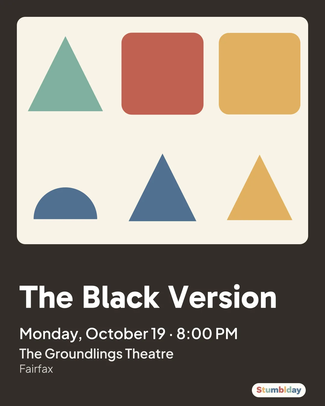 Flyer for The Black Version: Monday, October 19 · 8:00 PM at The Groundlings Theatre
