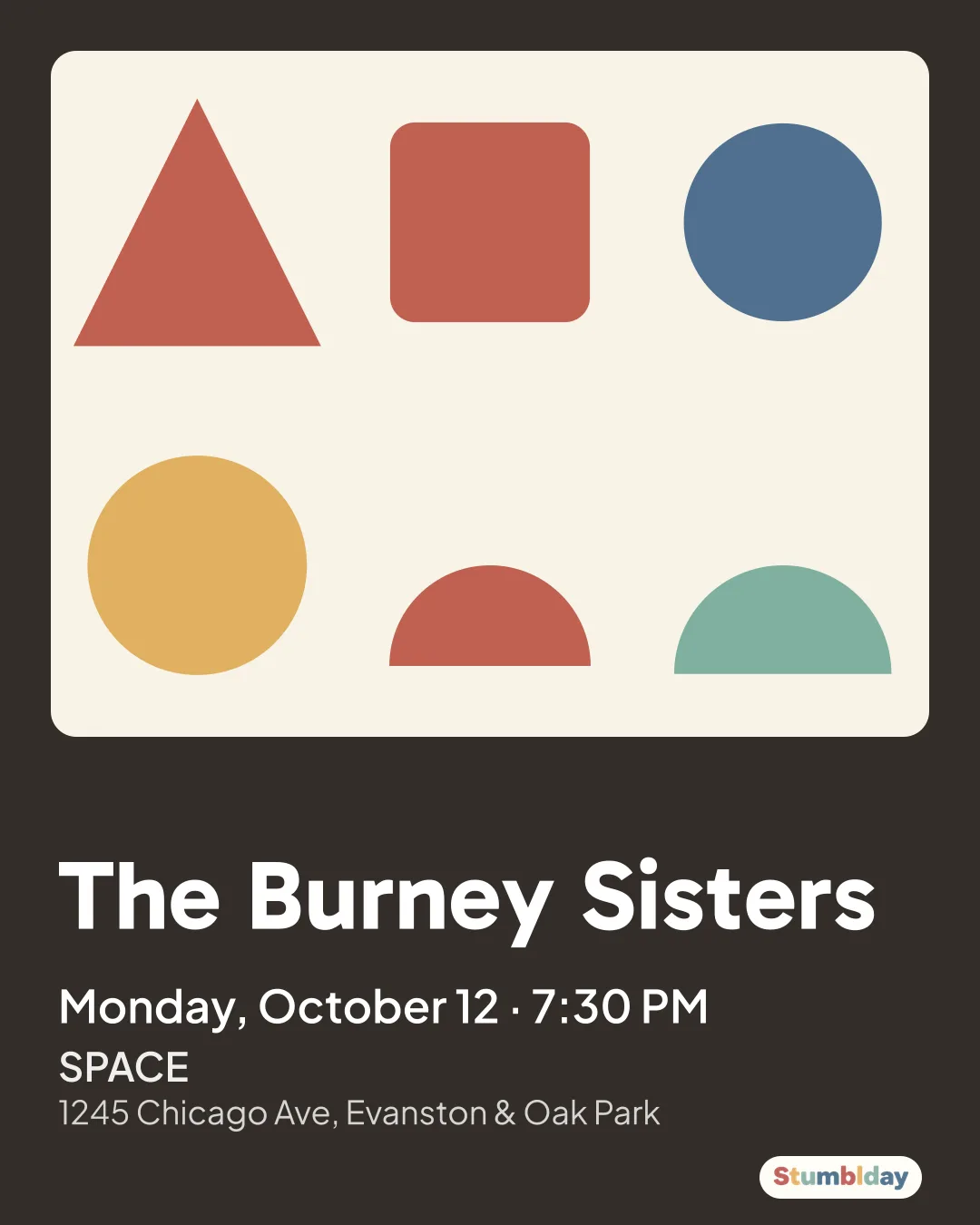 Flyer for The Burney Sisters: Monday, October 12 · 7:30 PM at SPACE