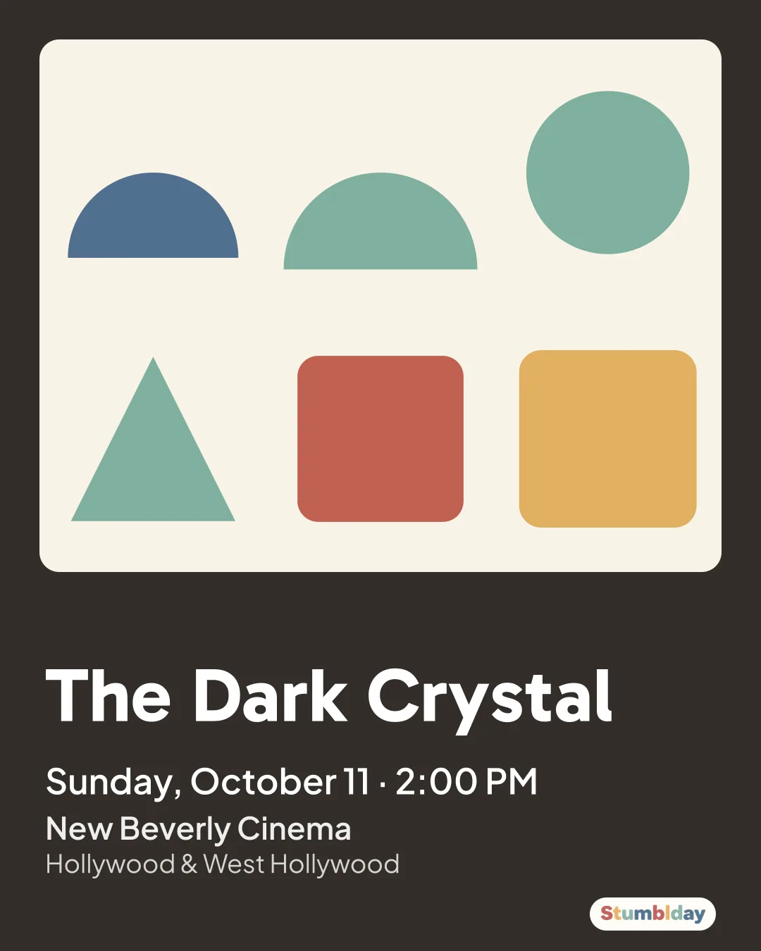 Flyer for The Dark Crystal: Sunday, October 11 · 2:00 PM at New Beverly Cinema