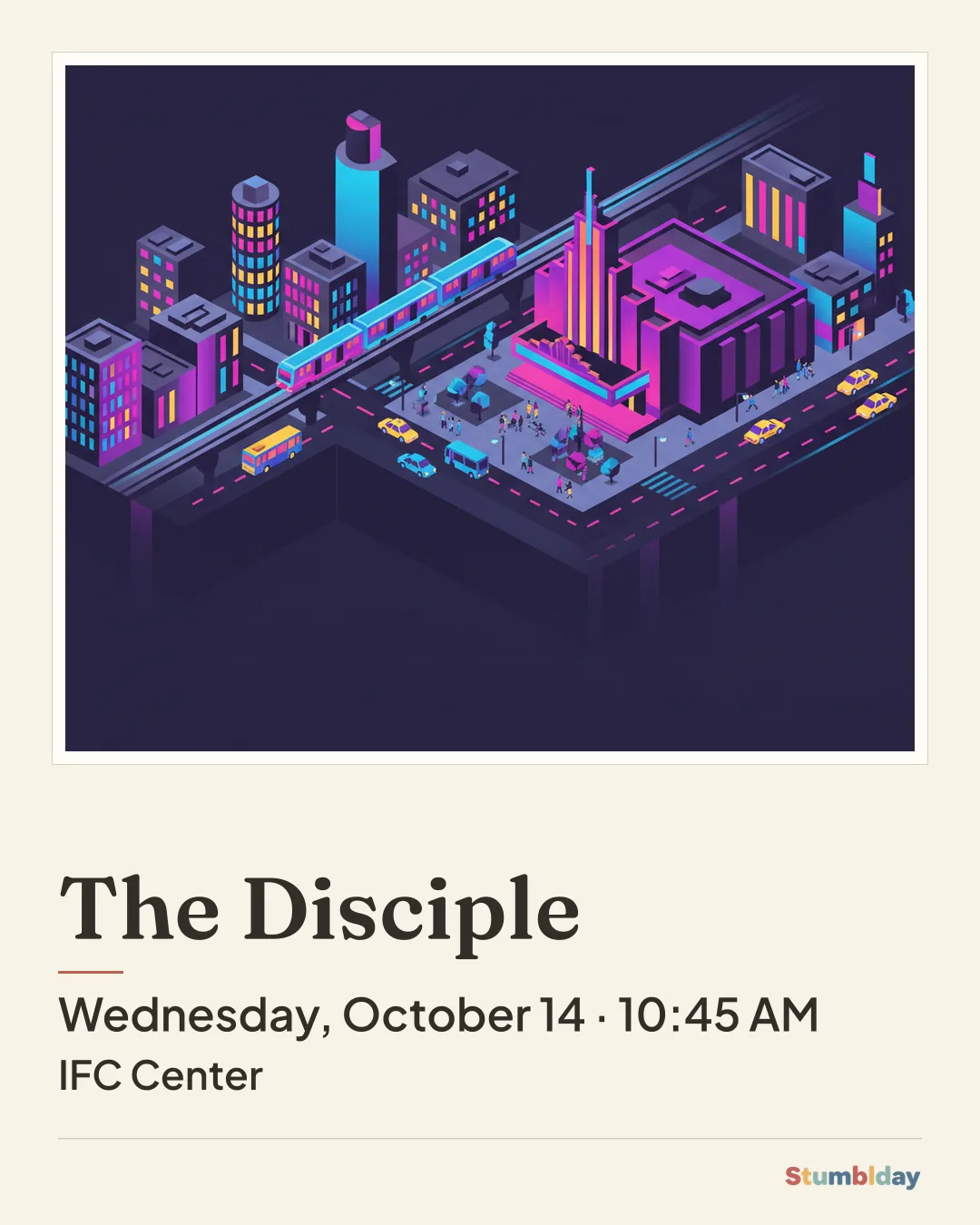 Flyer for The Disciple: Wednesday, October 14 · 10:45 AM at IFC Center