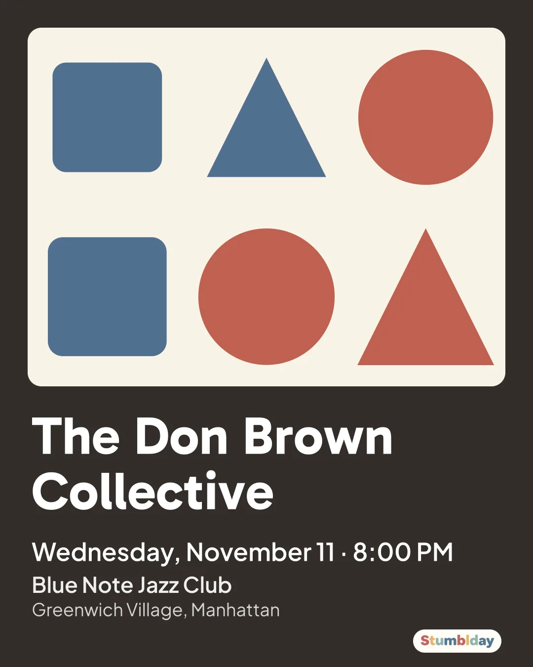Flyer for The Don Brown Collective: Wednesday, November 11 · 8:00 PM at Blue Note Jazz Club