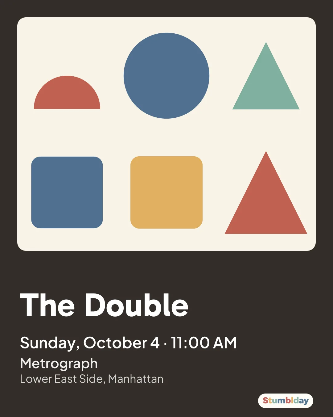 Flyer for The Double: Sunday, October 4 · 11:00 AM at Metrograph