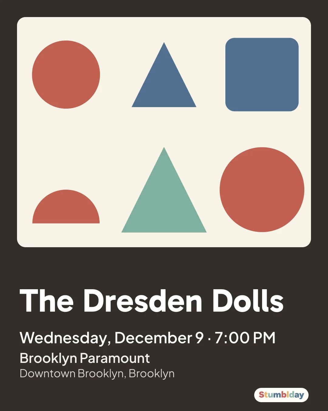 Flyer for The Dresden Dolls: Wednesday, December 9 · 7:00 PM at Brooklyn Paramount