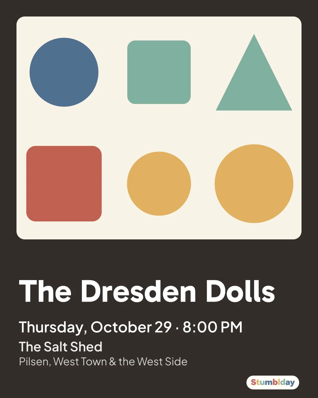 Flyer for The Dresden Dolls: Thursday, October 29 · 8:00 PM at The Salt Shed
