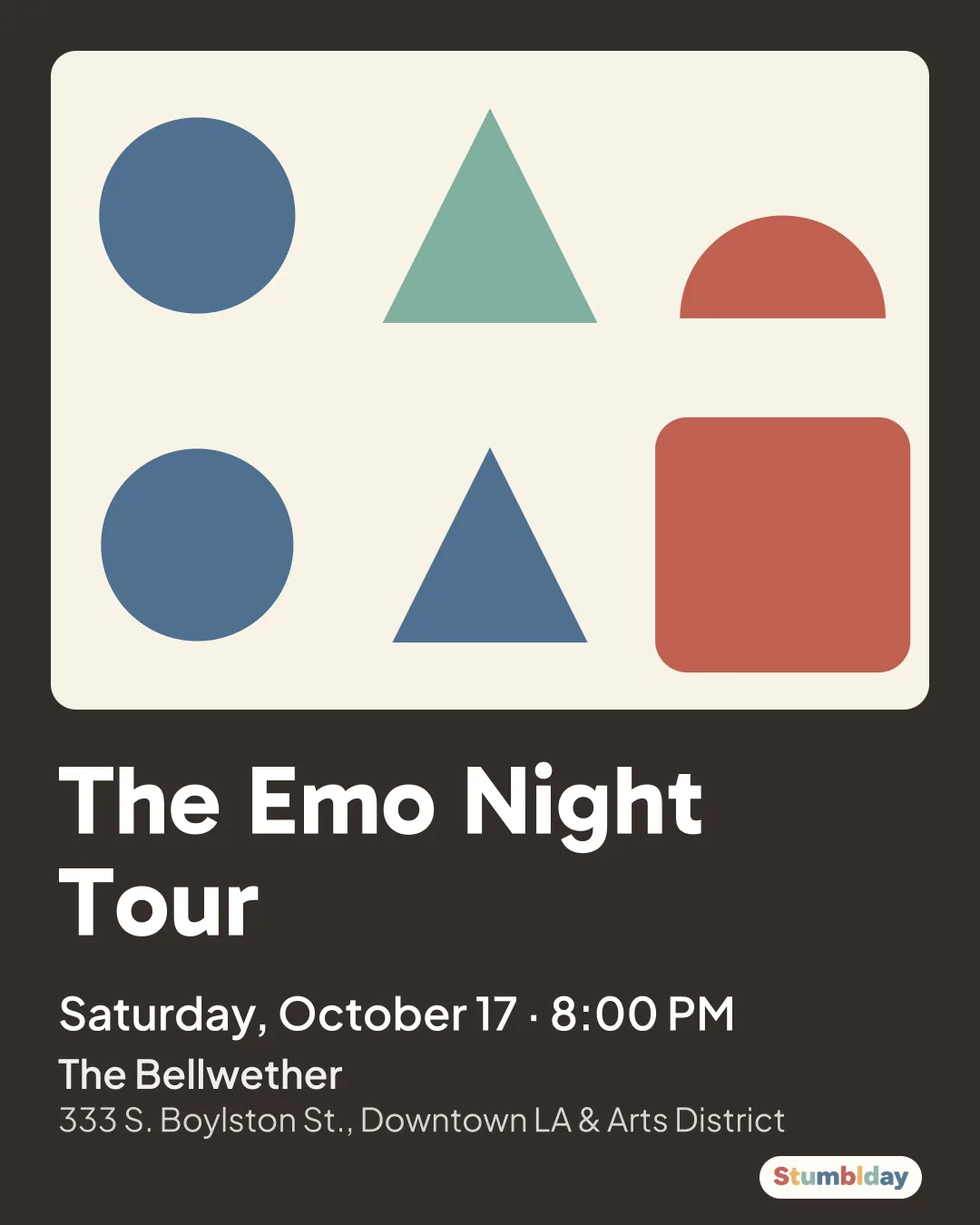 Flyer for The Emo Night Tour: Saturday, October 17 · 8:00 PM at The Bellwether