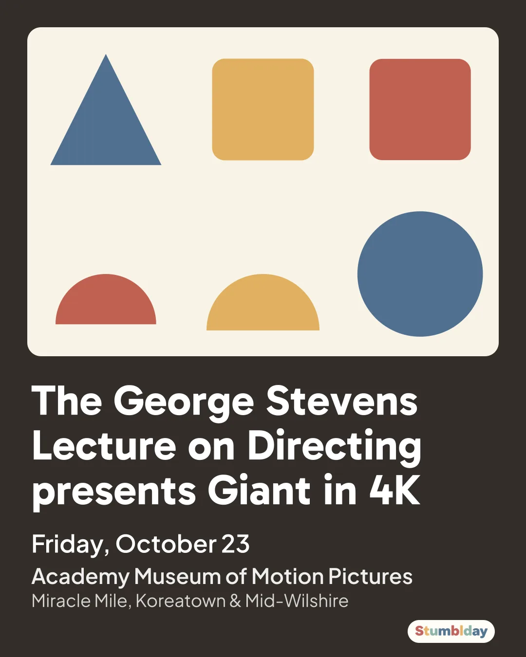 Flyer for The George Stevens Lecture on Directing presents Giant in 4K: Friday, October 23 at Academy Museum of Motion Pictures