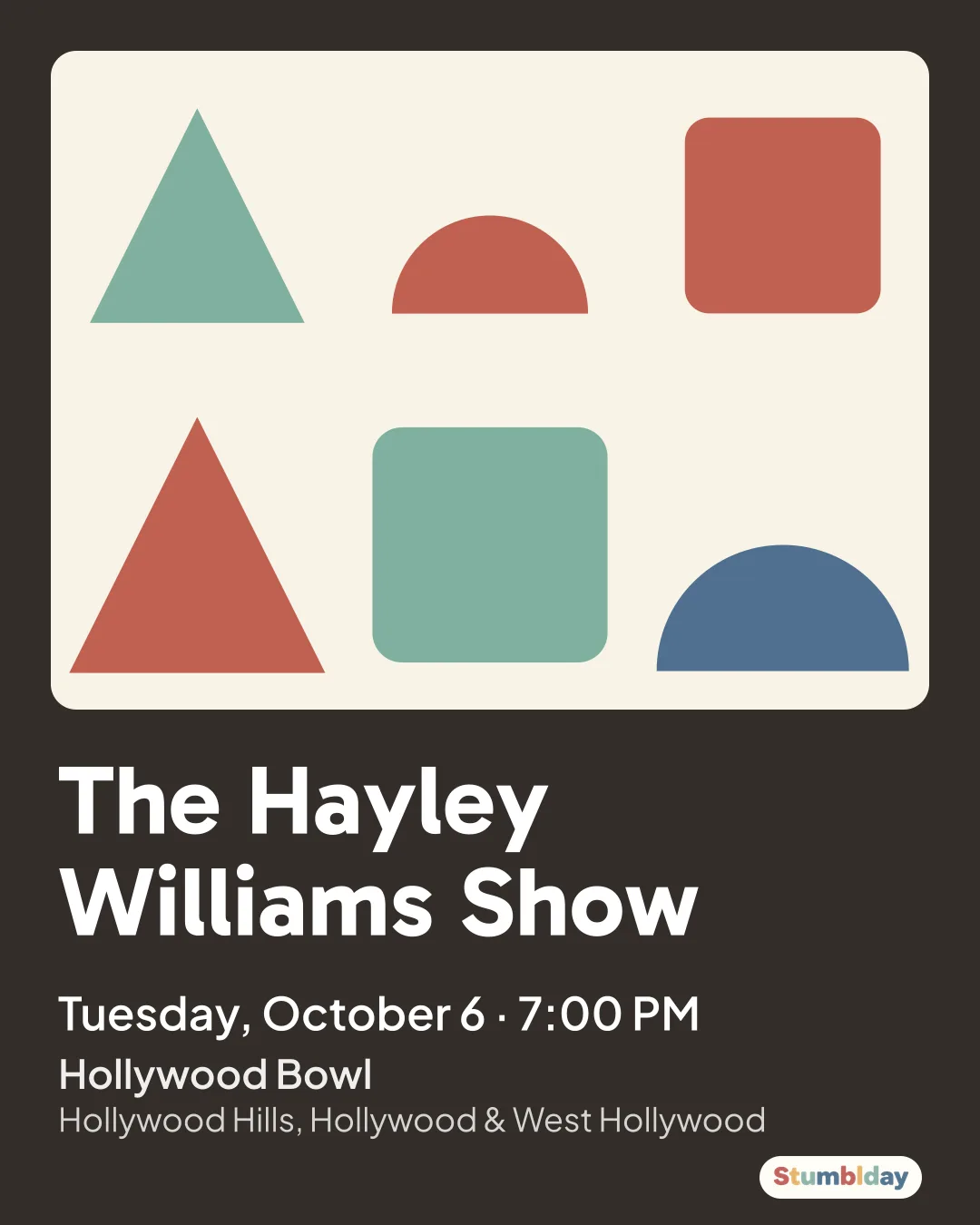 Flyer for The Hayley Williams Show: Tuesday, October 6 · 7:00 PM at Hollywood Bowl