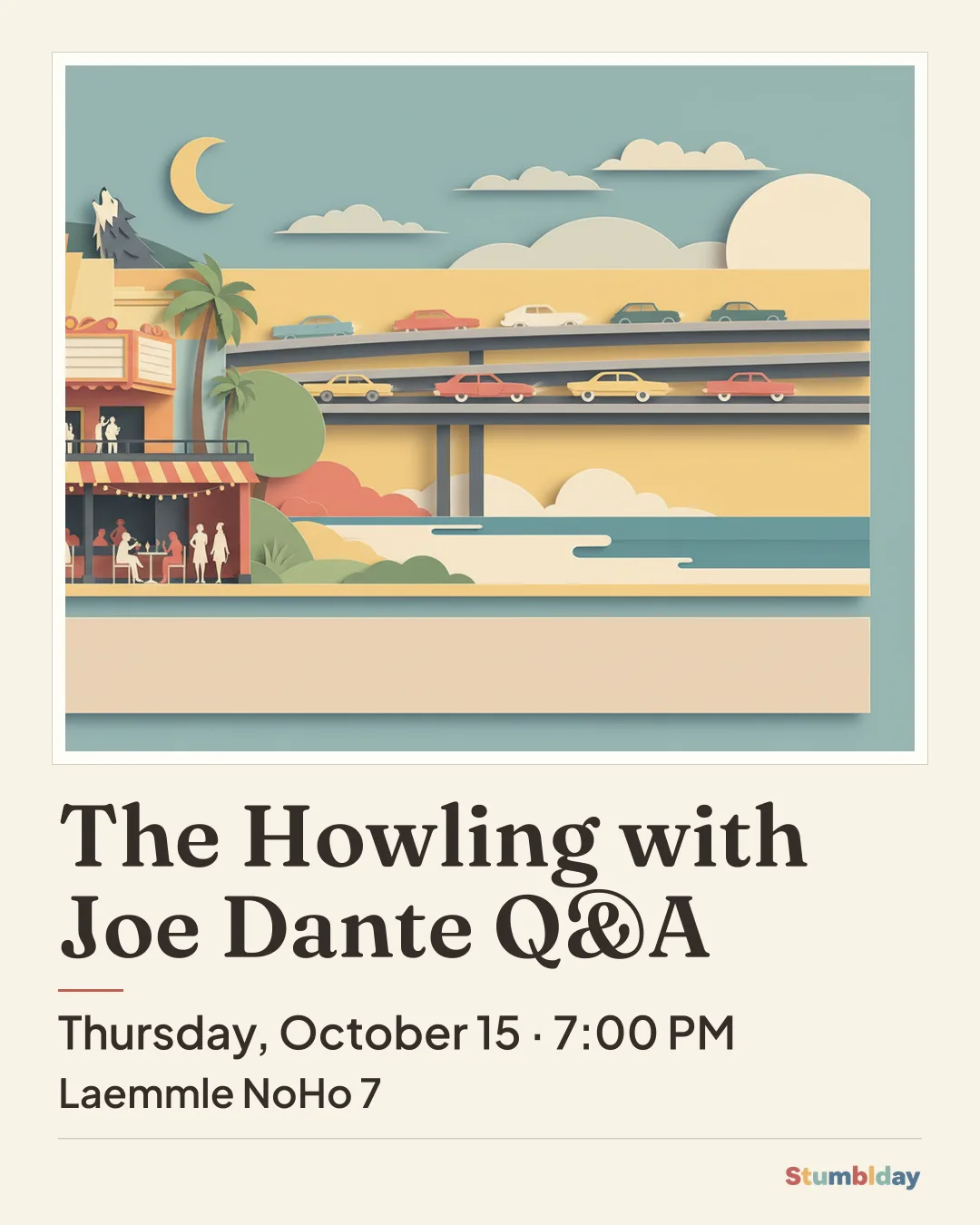 Flyer for The Howling with Joe Dante Q&A: Thursday, October 15 · 7:00 PM at Laemmle NoHo 7