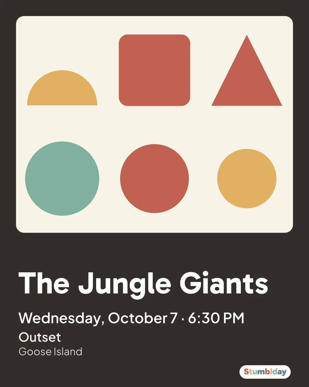 Flyer for The Jungle Giants: Wednesday, October 7 · 6:30 PM at Outset