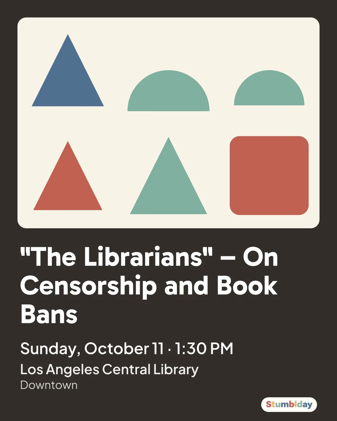 Flyer for "The Librarians" – On Censorship and Book Bans: Sunday, October 11 · 1:30 PM at Los Angeles Central Library