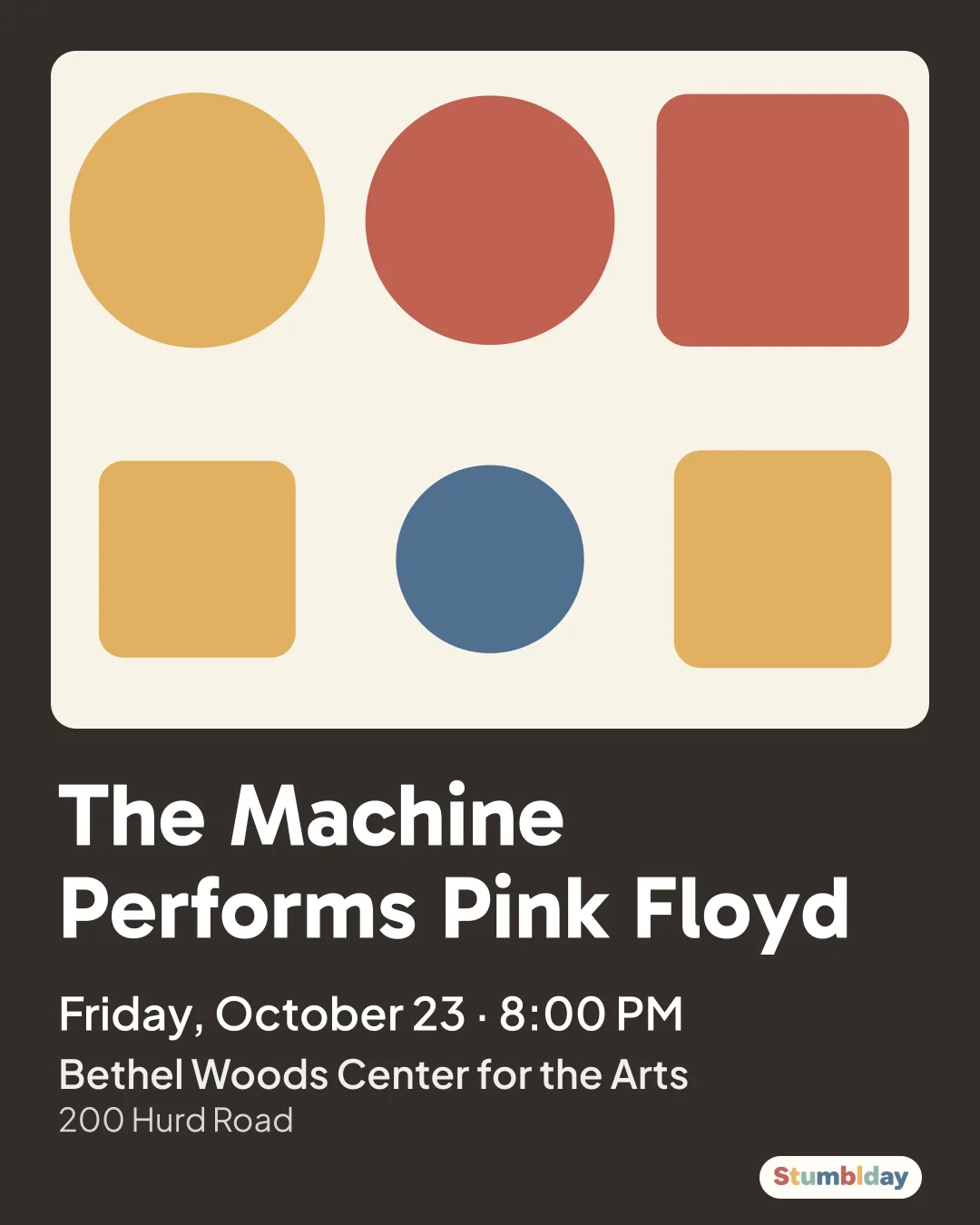 Flyer for The Machine Performs Pink Floyd: Friday, October 23 · 8:00 PM at Bethel Woods Center for the Arts
