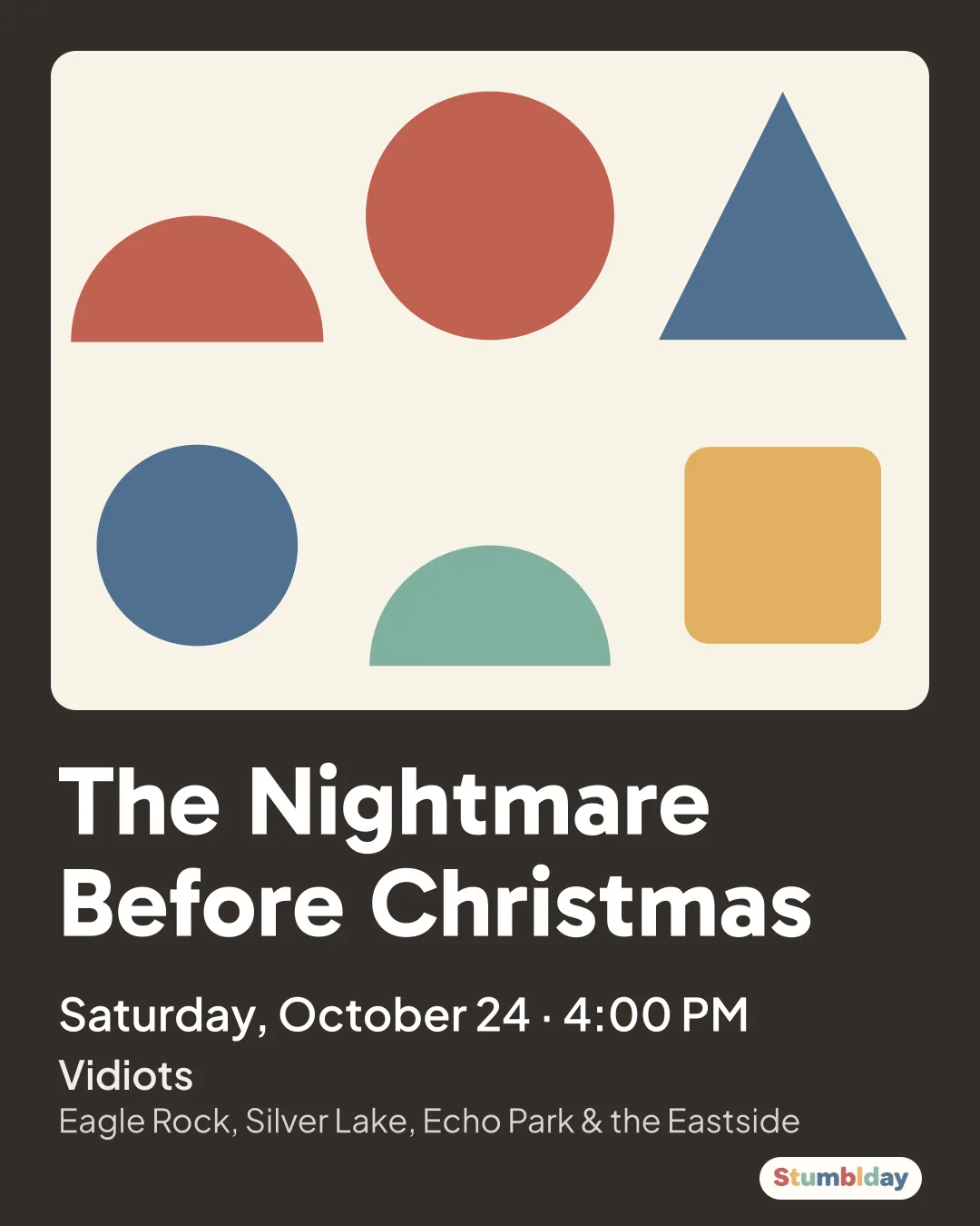 Flyer for The Nightmare Before Christmas: Saturday, October 24 · 4:00 PM at Vidiots
