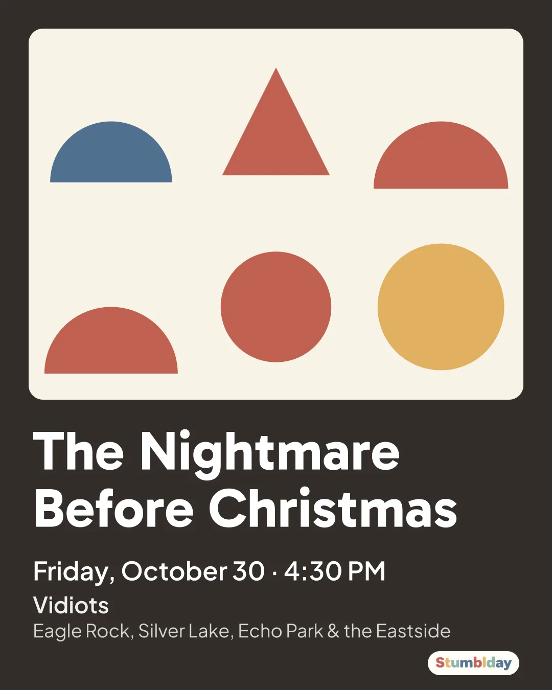 Flyer for The Nightmare Before Christmas: Friday, October 30 · 4:30 PM at Vidiots