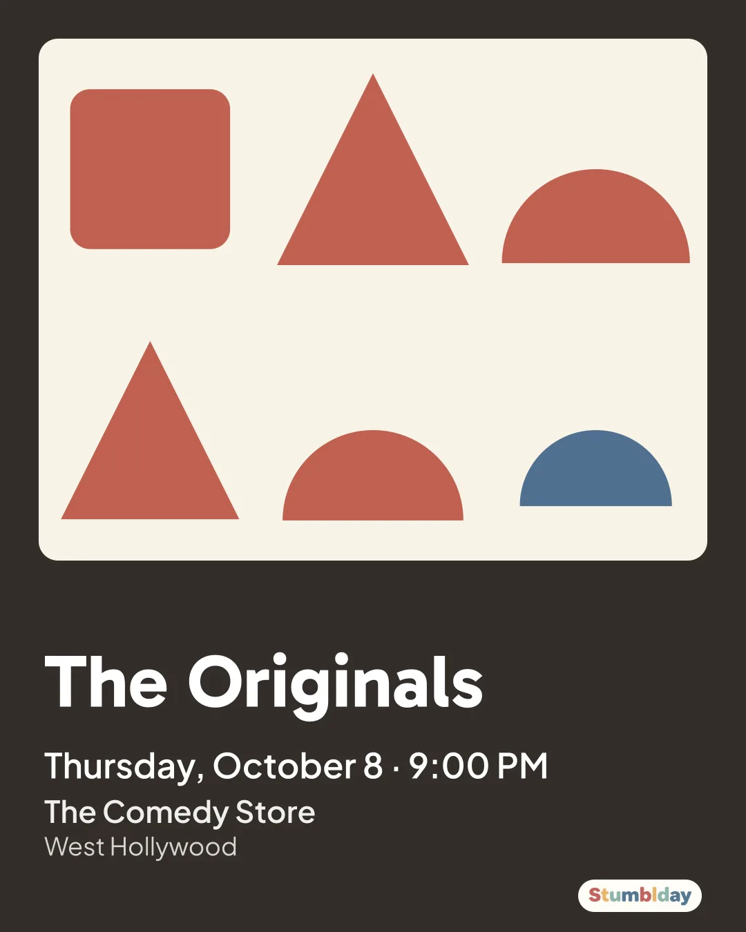 Flyer for The Originals: Thursday, October 8 · 9:00 PM at The Comedy Store