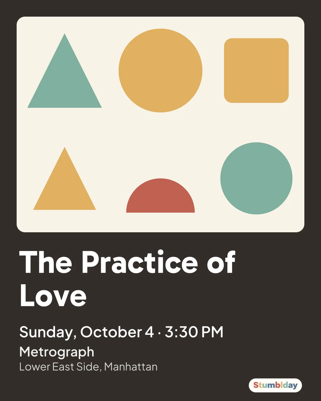 Flyer for The Practice of Love: Sunday, October 4 ยท 3:30 PM at Metrograph